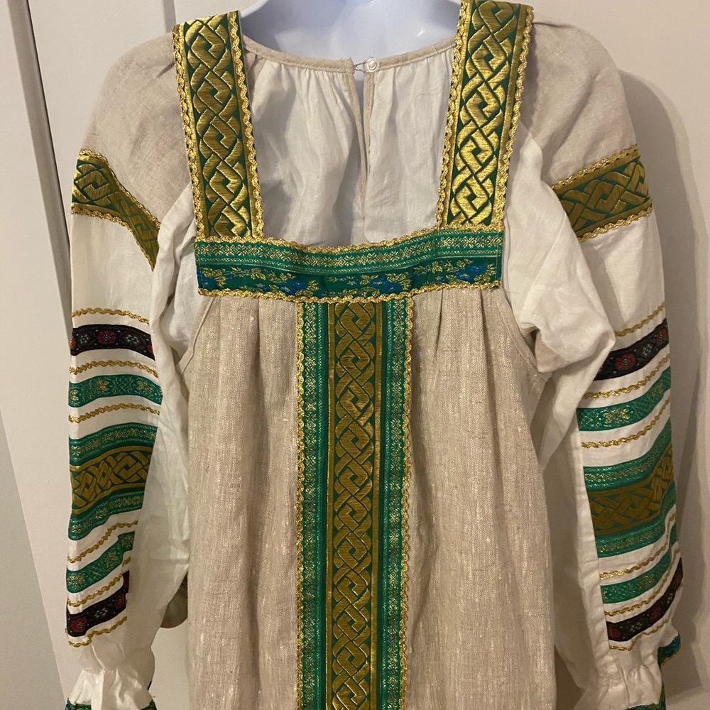 Handmade Slavic Folk Costume with Headdress